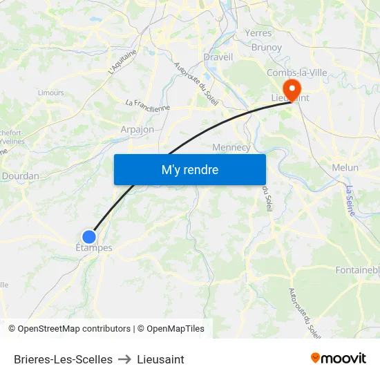 Brieres-Les-Scelles to Lieusaint map