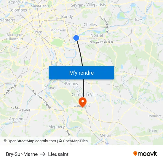 Bry-Sur-Marne to Lieusaint map