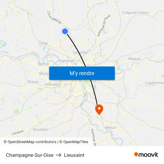 Champagne-Sur-Oise to Lieusaint map