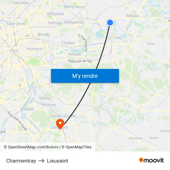 Charmentray to Lieusaint map