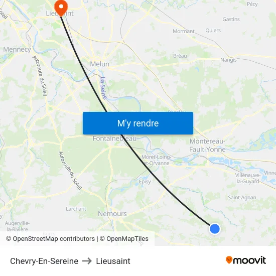 Chevry-En-Sereine to Lieusaint map