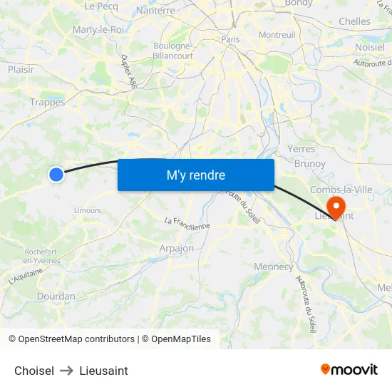 Choisel to Lieusaint map