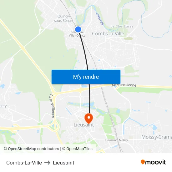 Combs-La-Ville to Lieusaint map