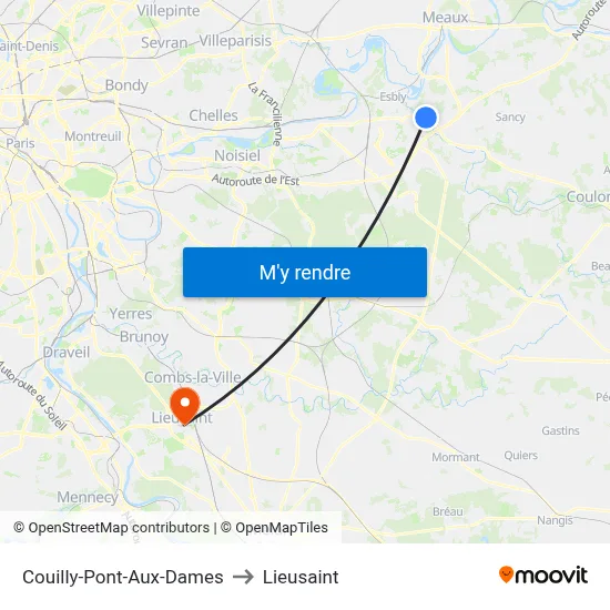 Couilly-Pont-Aux-Dames to Lieusaint map