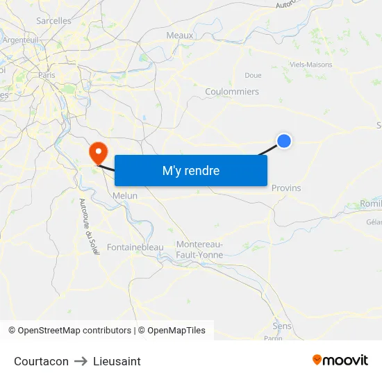 Courtacon to Lieusaint map