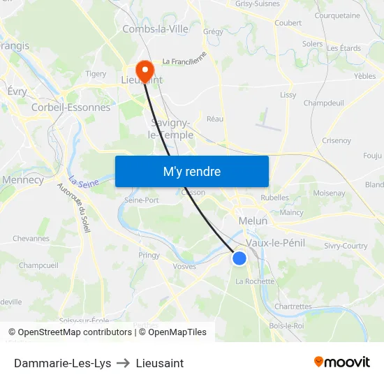 Dammarie-Les-Lys to Lieusaint map