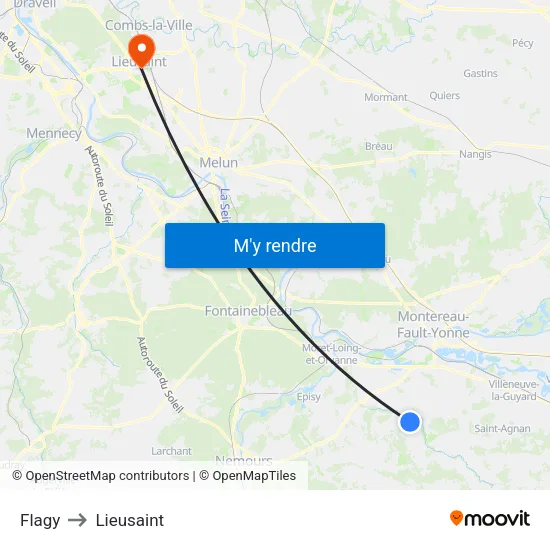 Flagy to Lieusaint map
