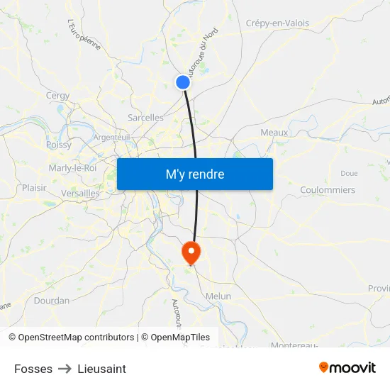 Fosses to Lieusaint map