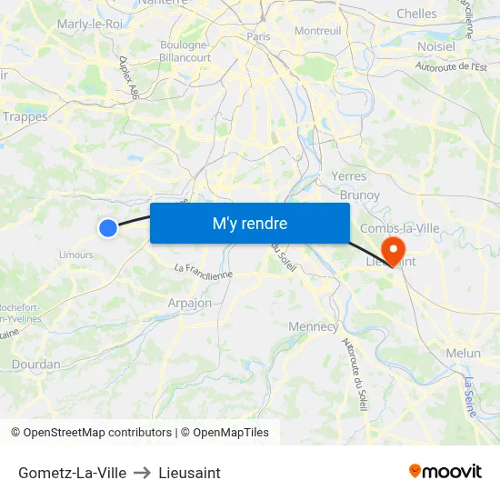 Gometz-La-Ville to Lieusaint map