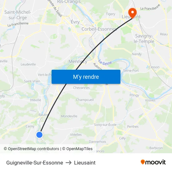 Guigneville-Sur-Essonne to Lieusaint map