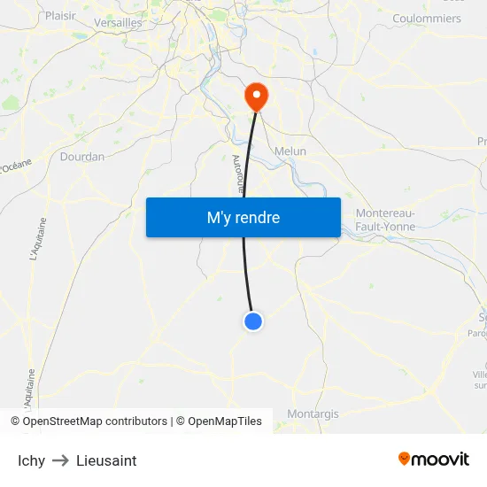 Ichy to Lieusaint map