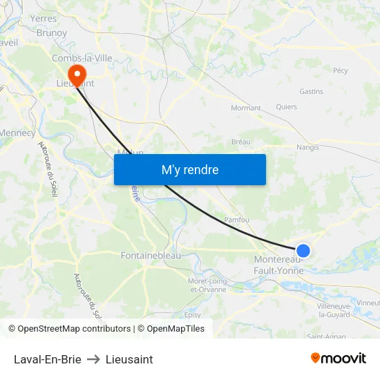 Laval-En-Brie to Lieusaint map