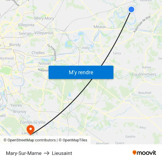 Mary-Sur-Marne to Lieusaint map