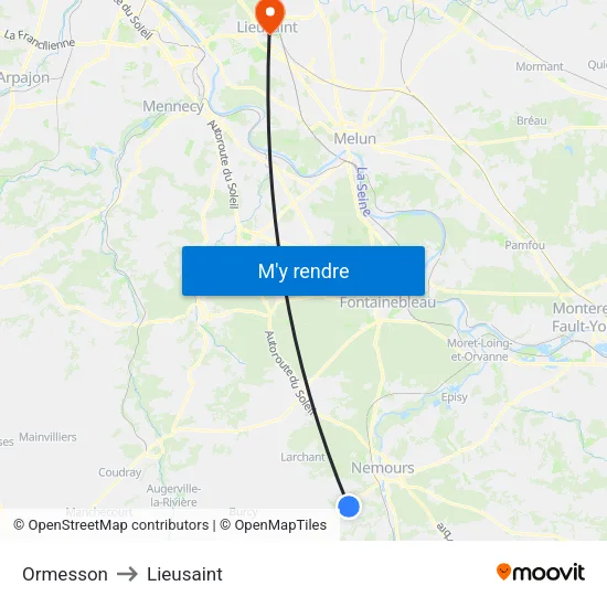 Ormesson to Lieusaint map