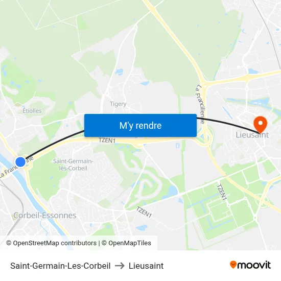 Saint-Germain-Les-Corbeil to Lieusaint map