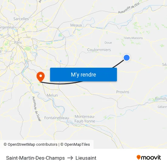 Saint-Martin-Des-Champs to Lieusaint map