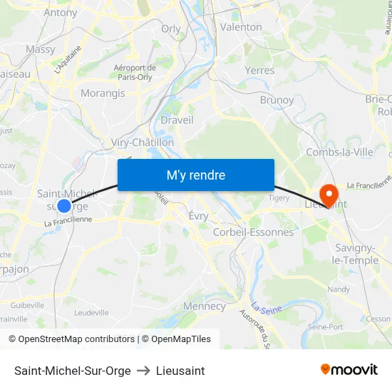 Saint-Michel-Sur-Orge to Lieusaint map