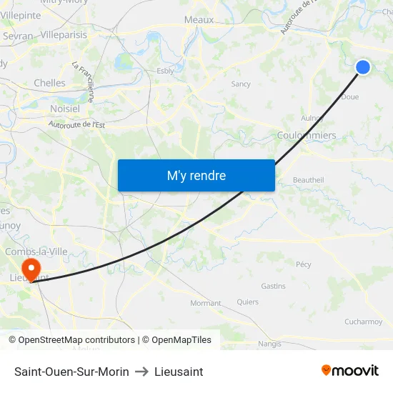 Saint-Ouen-Sur-Morin to Lieusaint map