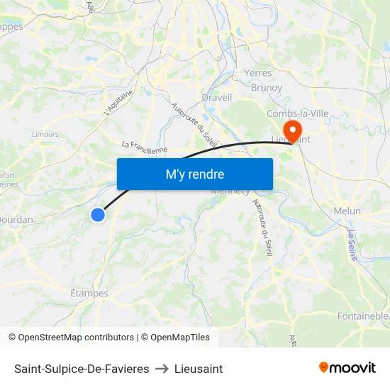 Saint-Sulpice-De-Favieres to Lieusaint map