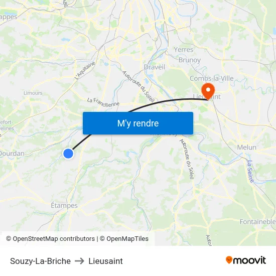 Souzy-La-Briche to Lieusaint map
