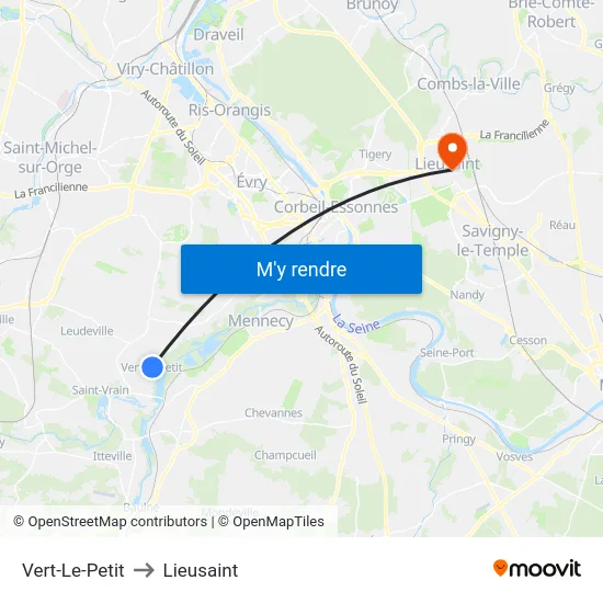 Vert-Le-Petit to Lieusaint map