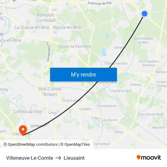 Villeneuve-Le-Comte to Lieusaint map