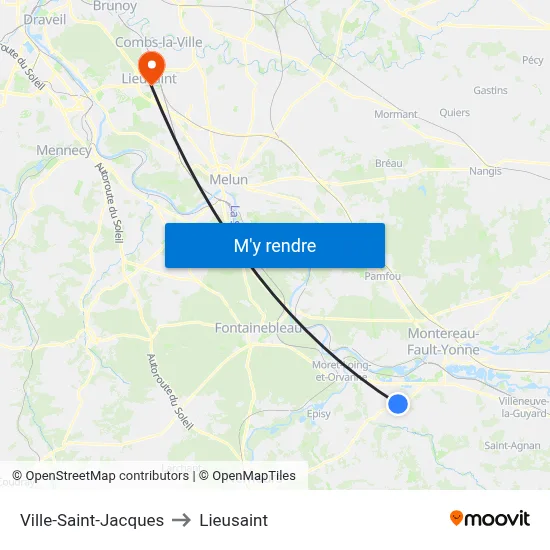 Ville-Saint-Jacques to Lieusaint map