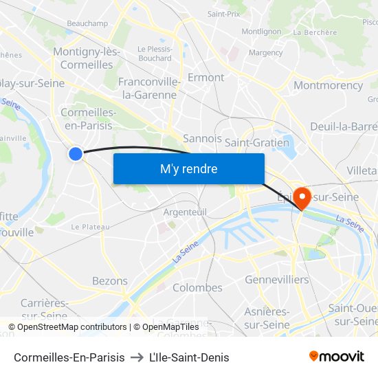 Cormeilles-En-Parisis to L'Ile-Saint-Denis map