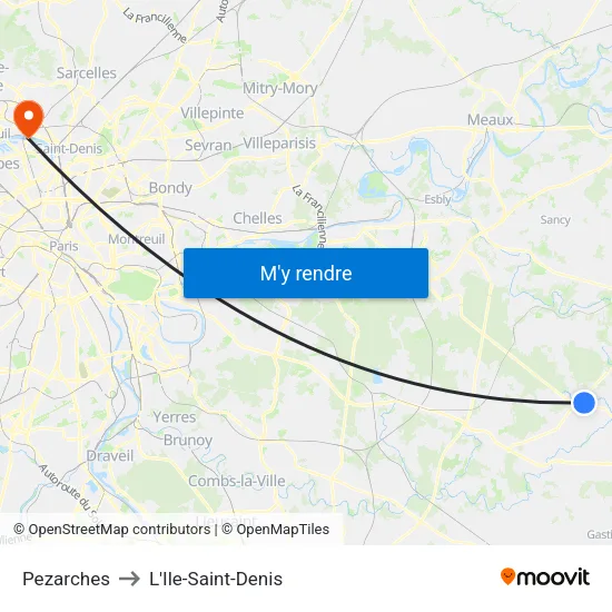 Pezarches to L'Ile-Saint-Denis map