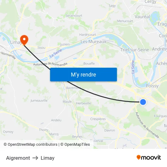 Aigremont to Limay map