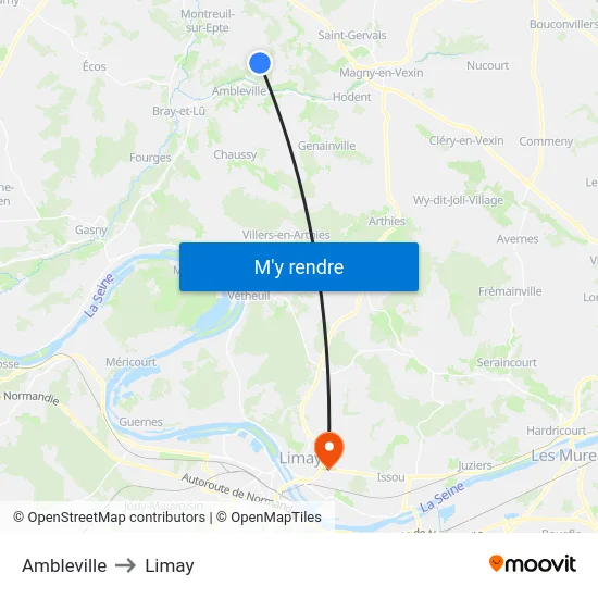 Ambleville to Limay map