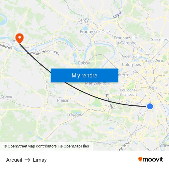Arcueil to Limay map