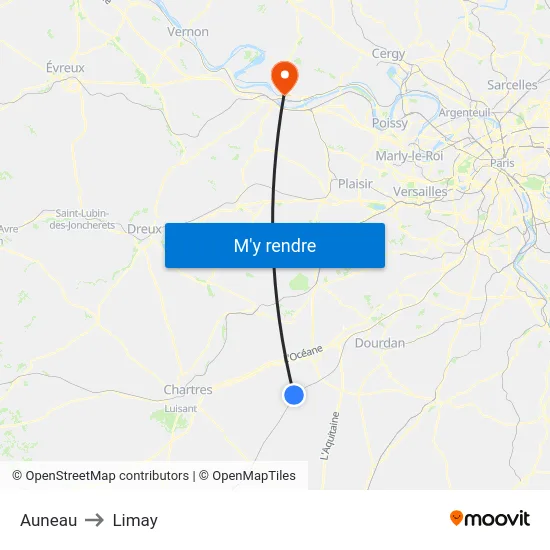 Auneau to Limay map