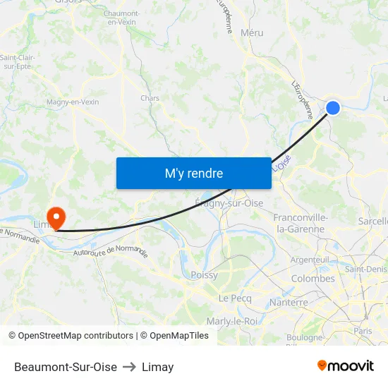 Beaumont-Sur-Oise to Limay map