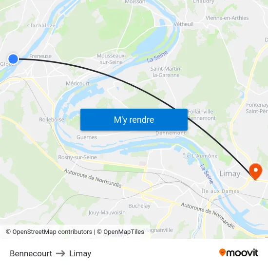 Bennecourt to Limay map