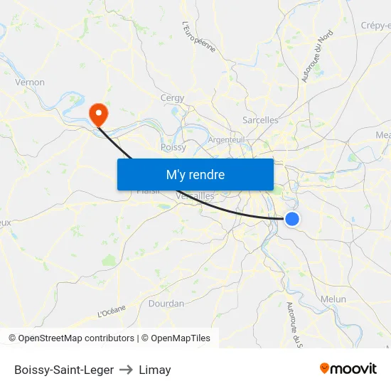 Boissy-Saint-Leger to Limay map