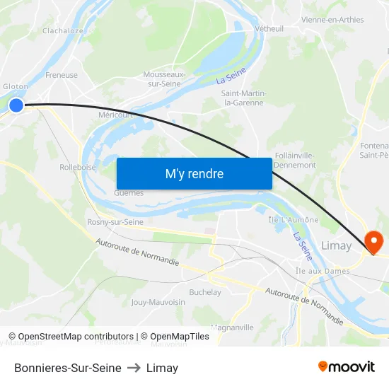 Bonnieres-Sur-Seine to Limay map
