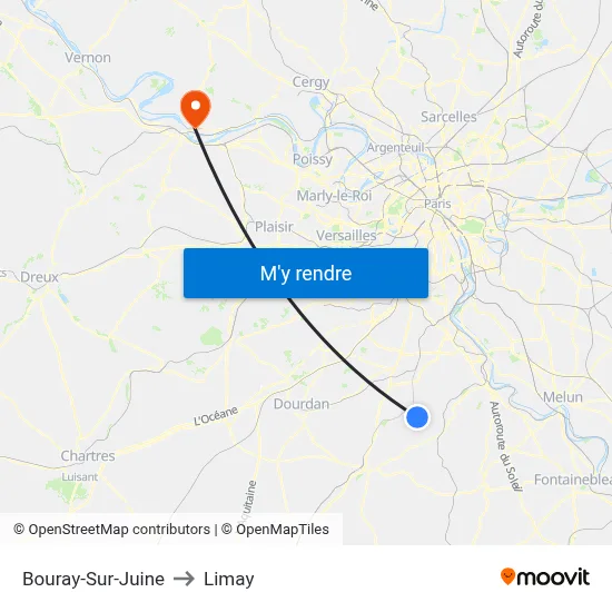 Bouray-Sur-Juine to Limay map