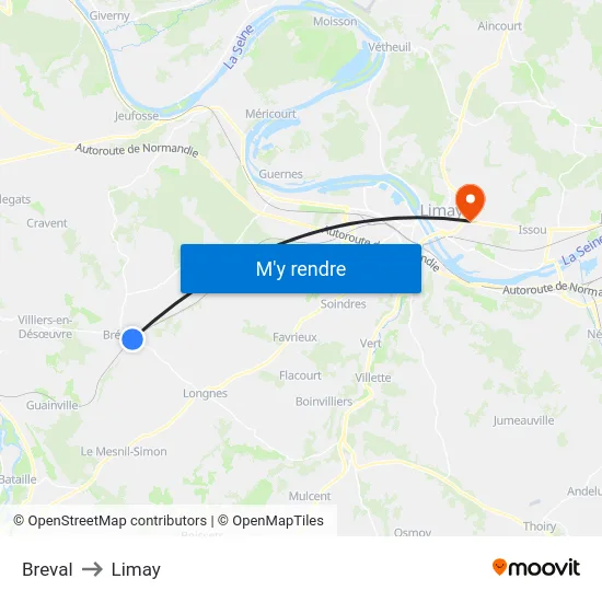 Breval to Limay map