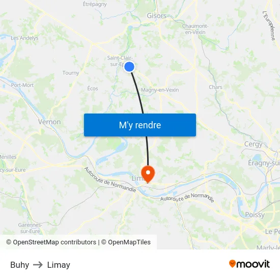 Buhy to Limay map