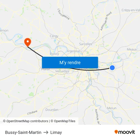 Bussy-Saint-Martin to Limay map