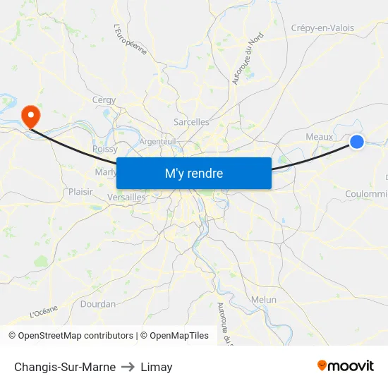 Changis-Sur-Marne to Limay map