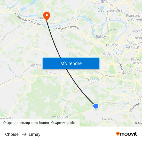 Choisel to Limay map