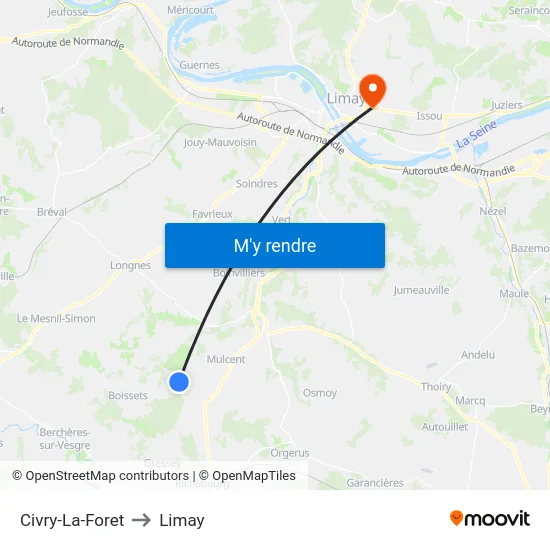 Civry-La-Foret to Limay map