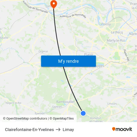 Clairefontaine-En-Yvelines to Limay map