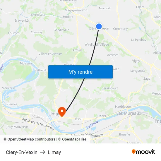 Clery-En-Vexin to Limay map