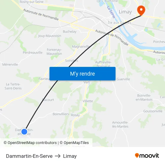 Dammartin-En-Serve to Limay map