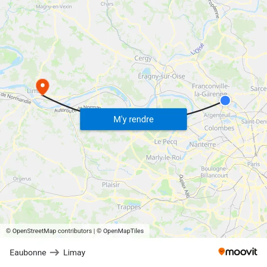 Eaubonne to Limay map