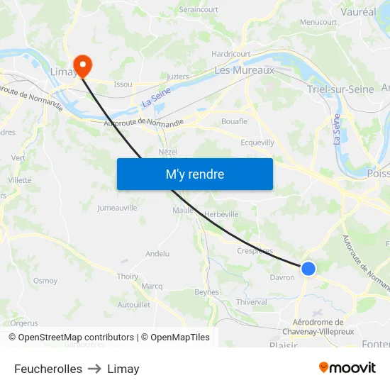 Feucherolles to Limay map