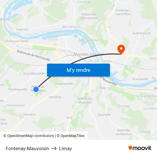 Fontenay-Mauvoisin to Limay map
